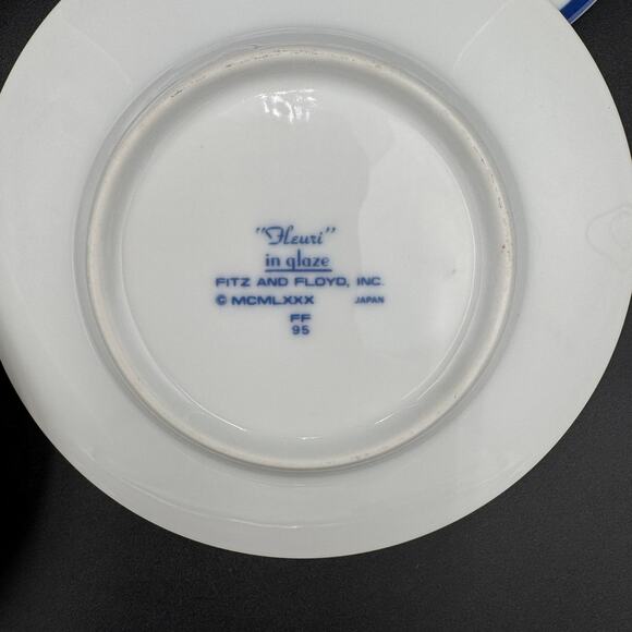 Fitz and Floyd "Fleuri" Bread and Butter Dessert Plates Set of 4 Vintage 6 5/8" - Picture 3 of 6